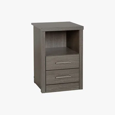 Dunelm Lennon Black 2 Drawer 1 Shelf Bedside Cabinet Black