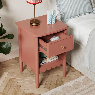 Dunelm Remi 1 Drawer Bedside Table Red Clay