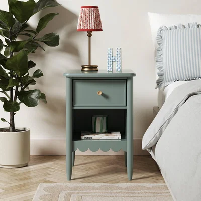 Dunelm Remi 1 Drawer Bedside Table, Lilypad Green Green