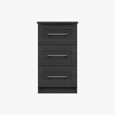 Dunelm Ethan Graphite 3 Drawer Bedside Grey