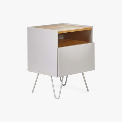 Dunelm Penelope Dove Grey Bedside Table Grey and Brown