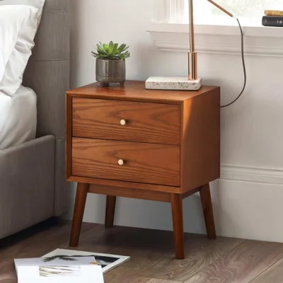 Dunelm Return - Lowry 2 Drawer Bedside Table, Dark Wood