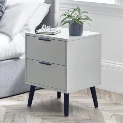 Dunelm Return - Alba 2 Drawer Bedside Table, Silk Grey