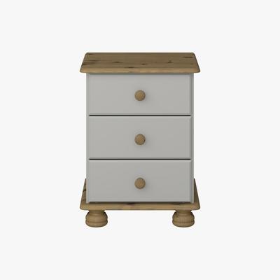 Dunelm Colburn Grey 3 Drawer Bedside Grey