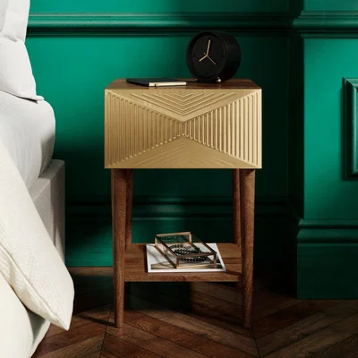 Dunelm Imara Mango Wood 1 Drawer Bedside Table Brown