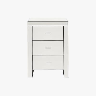 Dunelm Venetian Mirrored 3 Drawer Bedside Table White