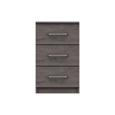Dunelm Parker Grey 3 Drawer Bedside Table Dark Grey