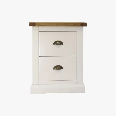Dunelm Harper 2 Drawer Wide Bedside White