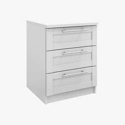 Dunelm Sudbury Framed 3 Drawer Bedside Table White