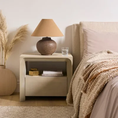 Dunelm Romy 1 Drawer Bedside Table, Mango Wood