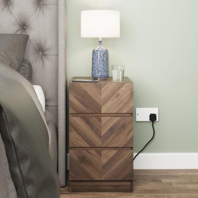 Dunelm Return - Taranto 3 Drawer Bedside Table, Walnut