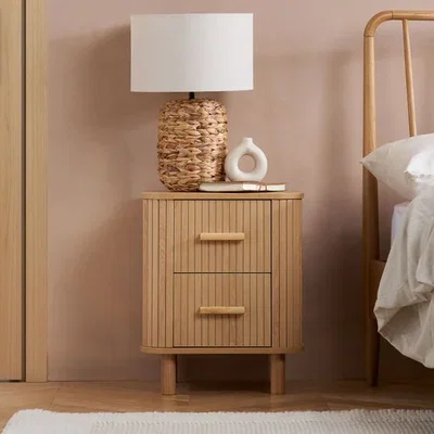 Dunelm Axel 2 Drawer Fluted Bedside Table