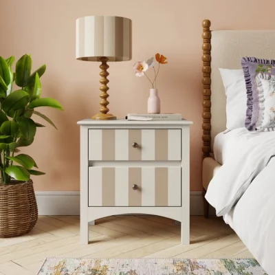 Dunelm Beatrice Wide 2 Drawer Bedside Table