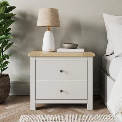 Dunelm Olney Wide 2 Drawer Bedside Table