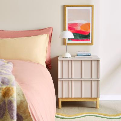 Dunelm Elements Thompson 2 Drawer Bedside Table, Mushroom Grey Mushroom (Grey)
