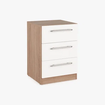 Dunelm Hyde 3 Drawer Bedside White/Natural
