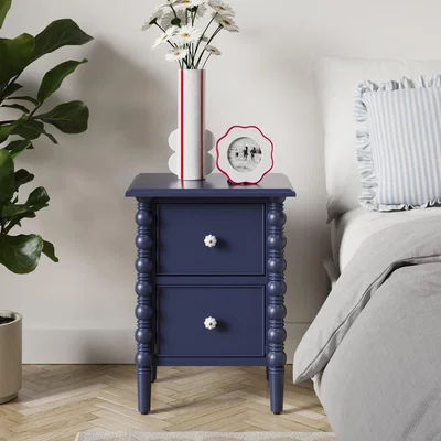 Dunelm Pippin 2 Drawer Bedside Table, Navy Navy