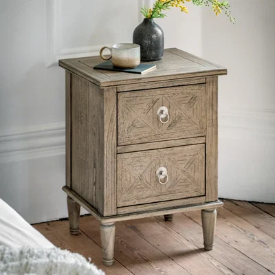 Dunelm Modesto 2 Drawer Bedside Table Natural