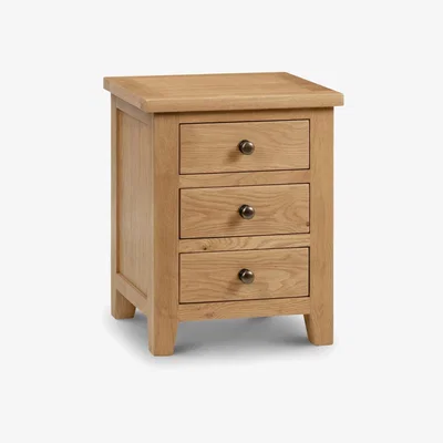 Dunelm Marlborough 3 Drawer Bedside Table Mid Oak (Brown)