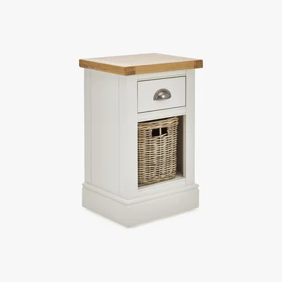 Dunelm Compton Ivory Bedside Table with Baskets Cream