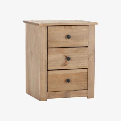 Dunelm Panama 3 Drawer Bedside Table Natural