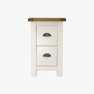 Dunelm Kansas Brass 2 Drawer Bedside White