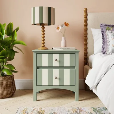 Dunelm Beatrice Wide 2 Drawer Bedside Table