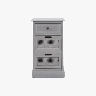 Dunelm Lucy Cane Grey Bedside Table Grey