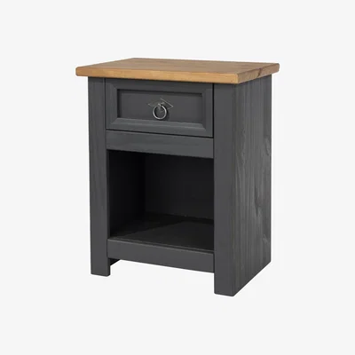 Dunelm Corona Carbon 1 Drawer Bedside Cabinet Grey and Brown