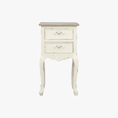 Dunelm Camille Ivory 2 Drawer Bedside Table Cream