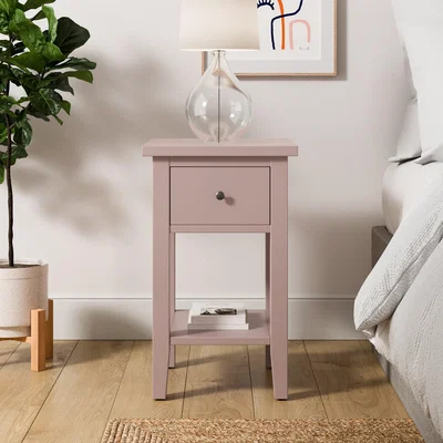 Dunelm Lynton Compact Bedside Table, Pink Pink
