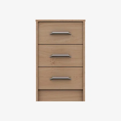 Dunelm Florine 3 Drawer Bedside Table Oak (Brown)