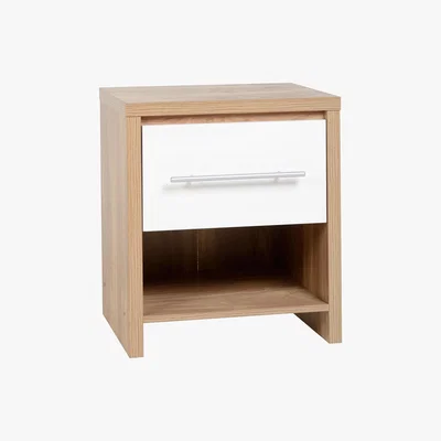 Dunelm Seville White Bedside Table Natural/White