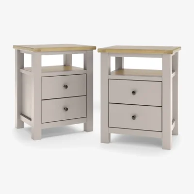Dunelm Olney Set of 2 Stone 2 Drawer Bedside Tables
