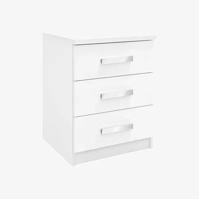 Dunelm Sudbury 3 Drawer Bedside Table White