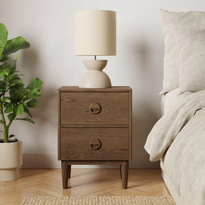Dunelm Elements Arja 2 Drawer Bedside Table Brown