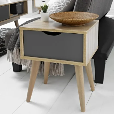 Dunelm Return - Scandi 1 Drawer Bedside Table, Scandi Oak