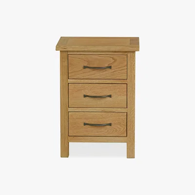 Dunelm Sidmouth Oak 3 Drawer Bedside Table Natural