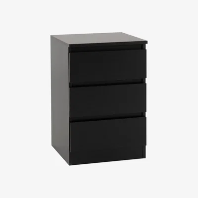 Dunelm Malvern 3 Drawer Bedside Table Black