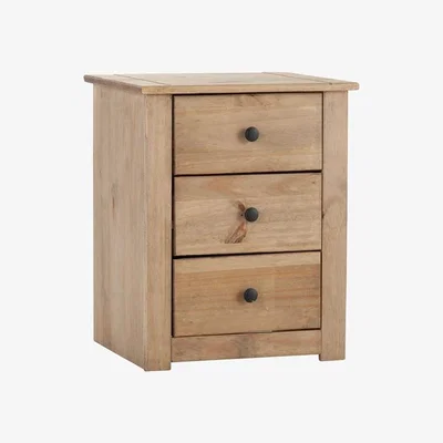 Dunelm Return - Panama 3 Drawer Bedside Table, Pine