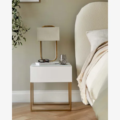 Danetti Benton Single Drawer White Bedside Table