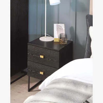 Danetti Odele Black Ash 2 Drawer Bedside Table