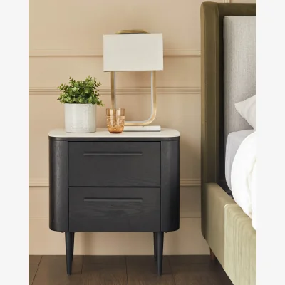 Danetti Manhattan white ceramic 2 drawer bedside table