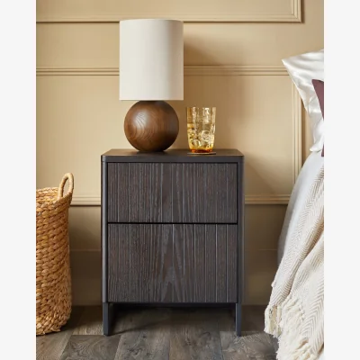 Danetti Toronto dark ash 2 drawer bedside table