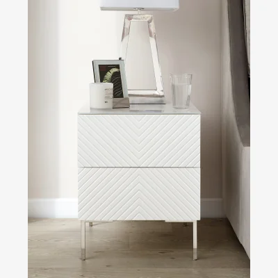 Danetti Noah White Gloss 2 Drawer Bedside Table