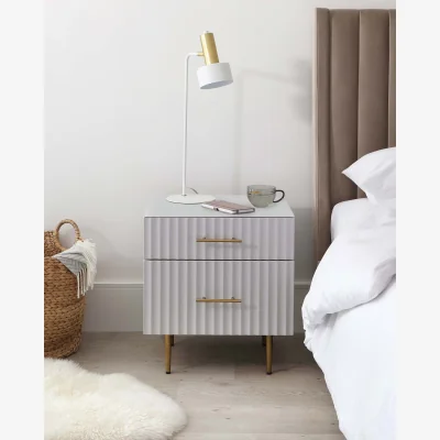 Danetti Albury light grey 2 drawer bedside table
