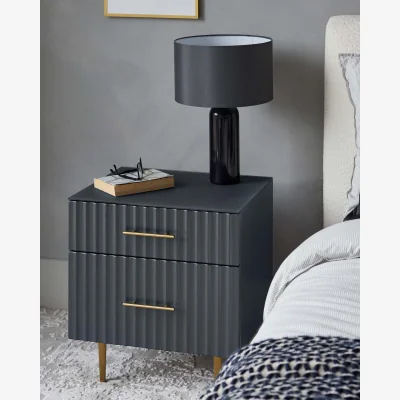 Danetti Albury dark grey 2 drawer bedside table