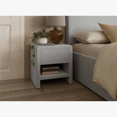 Dreams House Beautiful Margot Boucle Bedside Table - Grey