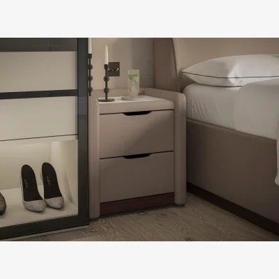 Dreams House Beautiful Chloe Boucle USB Charging Bedside Table - Beige