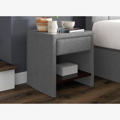 Dreams Harrow 1 Drawer Upholstered Bedside Table - Silver